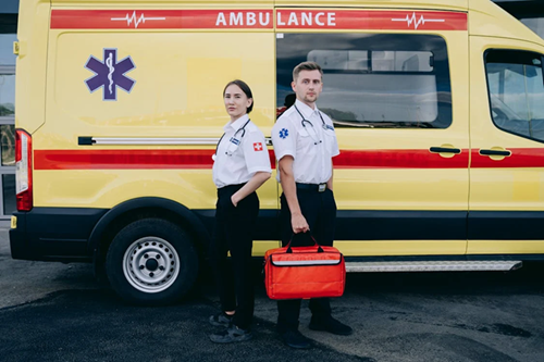 Ambulance with paramedics.